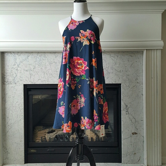 Everly Floral Print Racerback Dress S - Picture 1 of 6